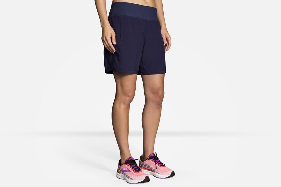 Womens Brooks Chaser 7" Bottoms Navy | 729051-PJW